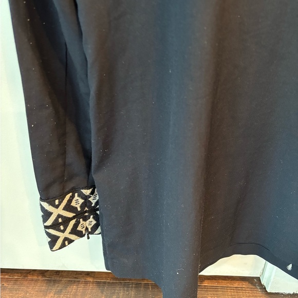 Tory Burch Ariana Embroidered Ribbon Trimmed Tunic Black Size 2 Quiet Luxury - Picture 9 of 11